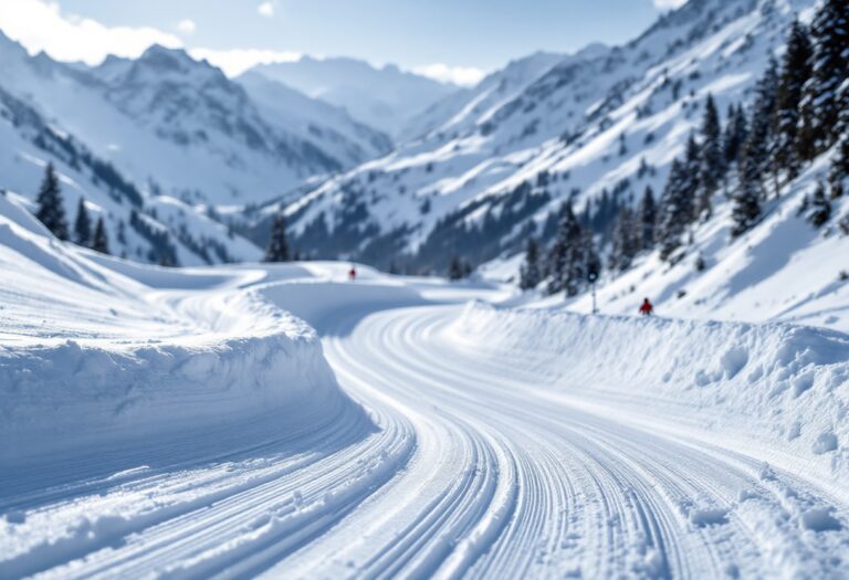 Atleta che gareggia nello snowboard cross su una pista innevata