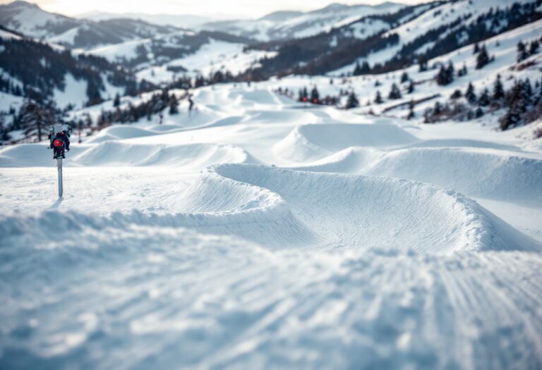 Atleta in azione durante una gara di snowboard cross