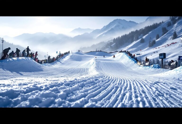 Atleti in azione durante una gara di snowboard cross