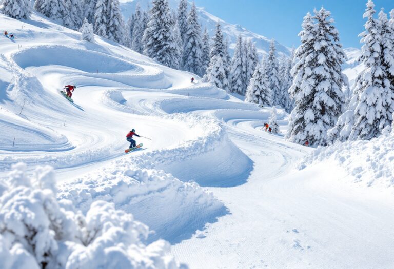 Atleti in azione durante una gara di snowboard cross