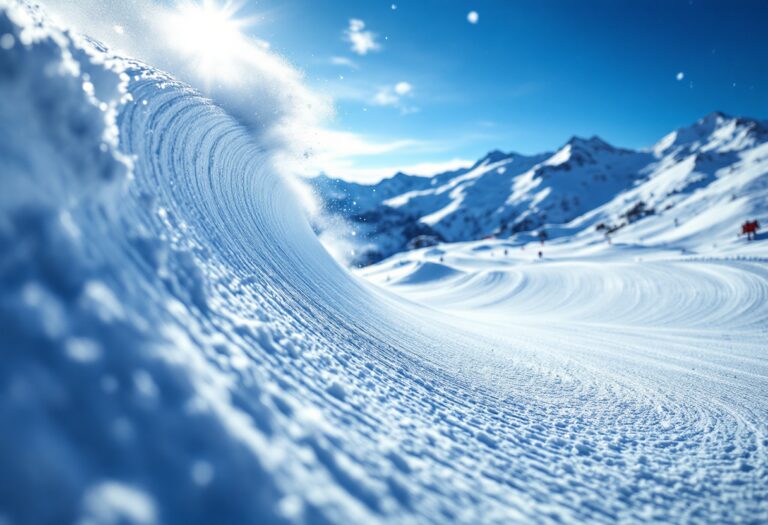 Atleta in azione durante una gara di snowboard cross