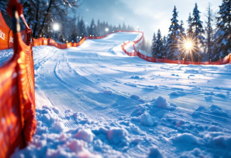 Atleta in azione durante una gara di snowboard cross