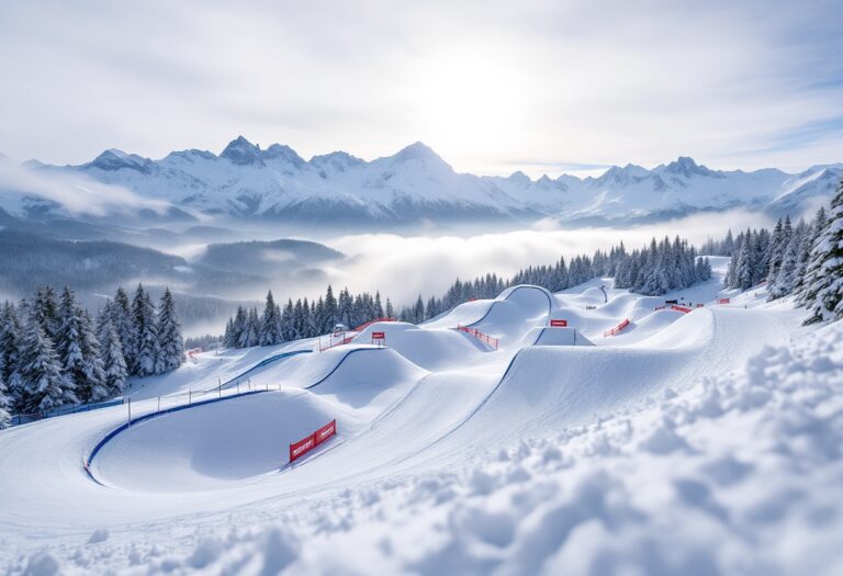 Atleta in azione durante una gara di snowboard cross in Italia